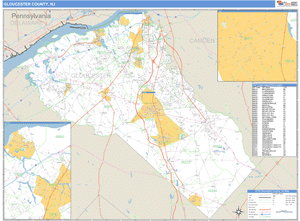 Gloucester County, New Jersey Zip Code Wall Map