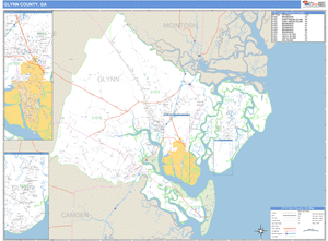 Glynn County, Georgia Zip Code Wall Map