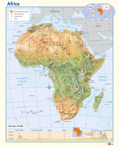 Africa Physical Wall Map Maps.com