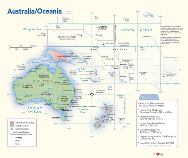 Australia & Oceania Political Wall Map Maps.com