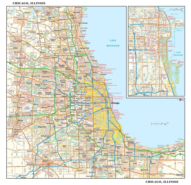 Chicago Metro Wall Map Maps.com