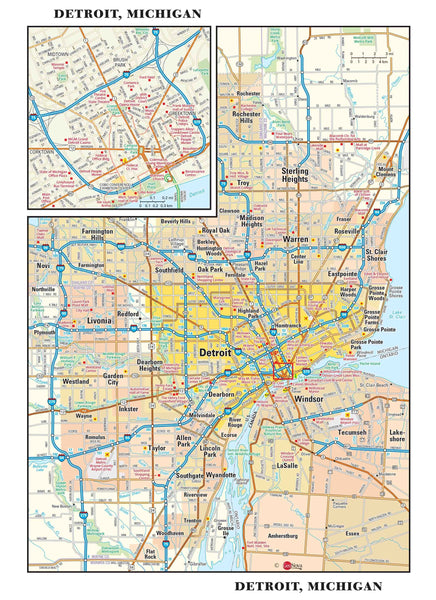 Detroit, Michigan Metro Maps.com