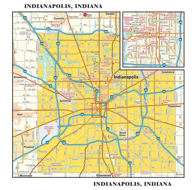 Indianapolis Metro Wall Map Maps.com