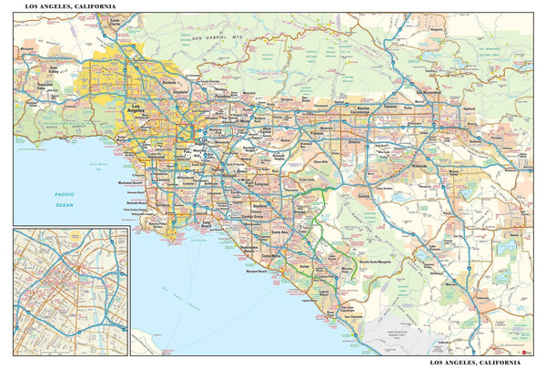 Los Angeles Metro Wall Map Maps.com