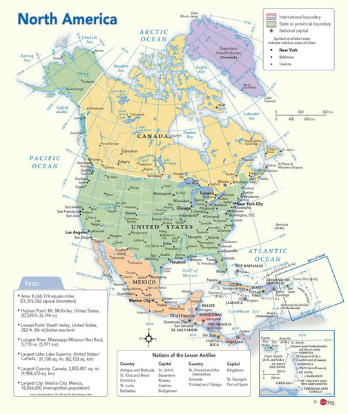North America Political Wall Map by GeoNova Maps.com
