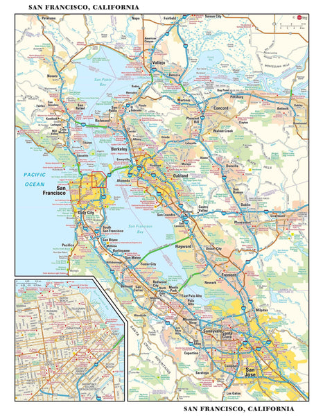 San Francisco Metro Wall Map Maps.com