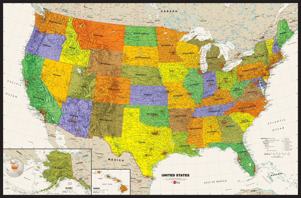 Contemporary USA Wall Map in Spanish Maps.com
