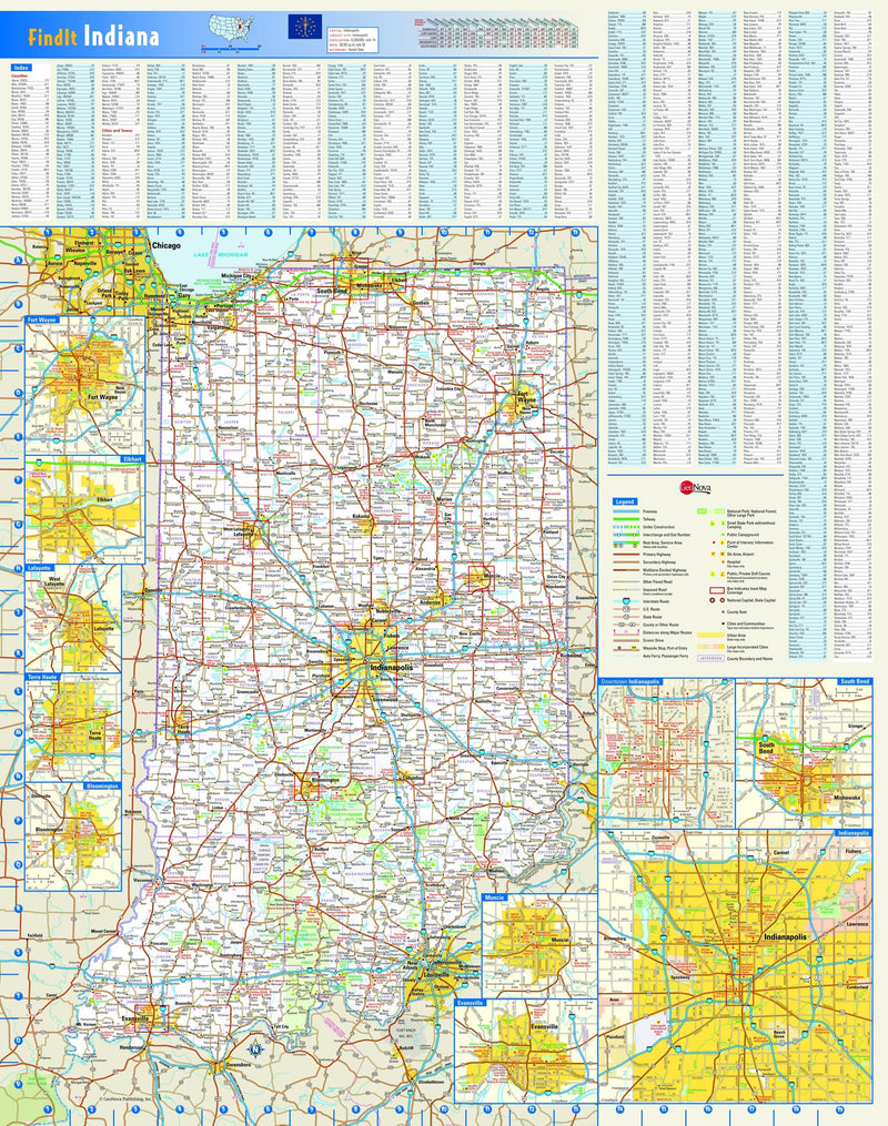 Indiana Wall Map Maps.com