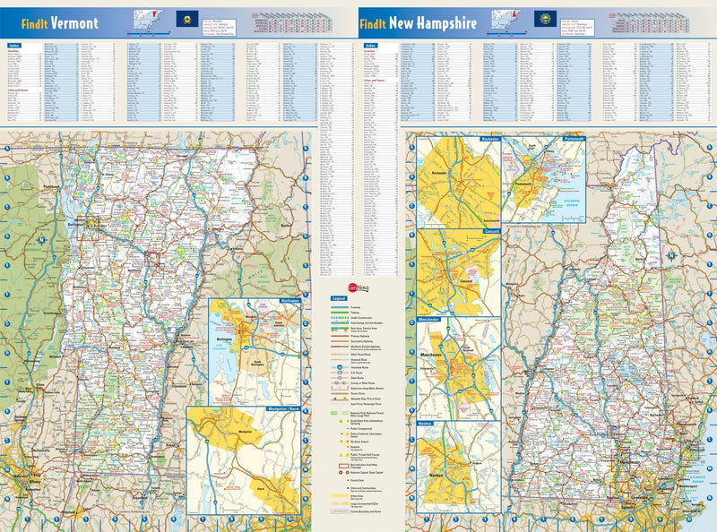New Hampshire and Vermont Wall Map Maps.com