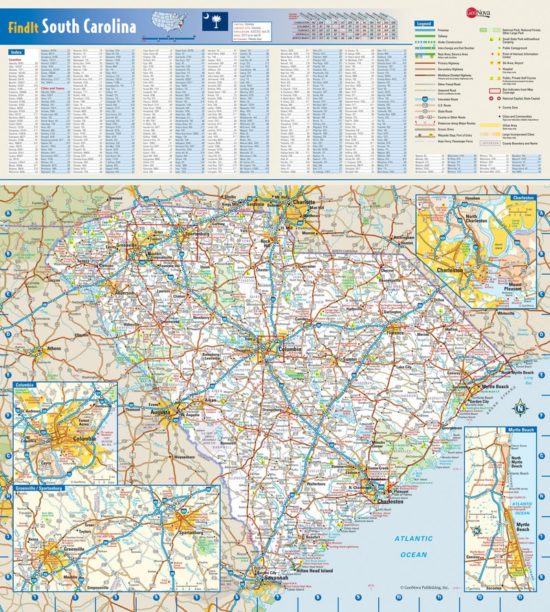 Cute Sc Map South Carolina Wall Map | Map Geek.com