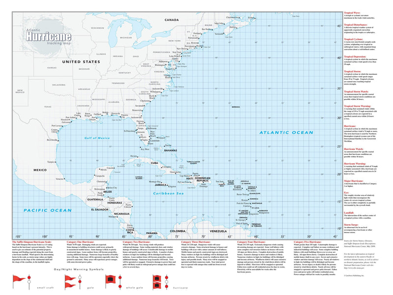 USA Atlantic Hurricane Tracking Wall Map Maps.com