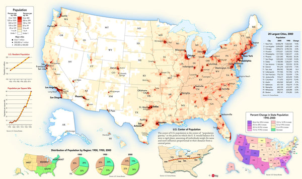 USA Population Density Wall Map Maps.com