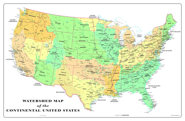 USA Watershed Wall Map Maps.com