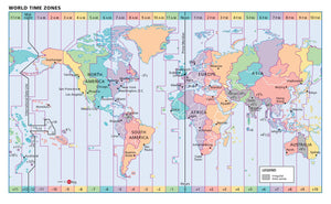 World Time Zones Wall Map