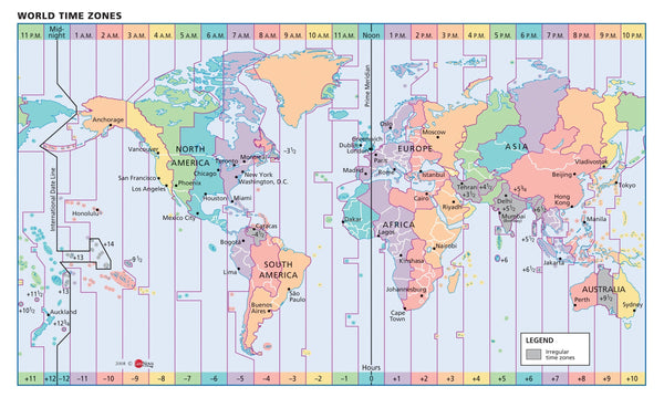 World Time Zones Wall Map Maps.com