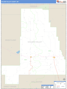 Golden Valley County, Montana Zip Code Wall Map