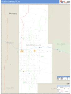 Golden Valley County, North Dakota Zip Code Wall Map