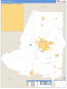Goldsboro, North Carolina Metro Area Wall Map