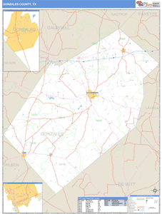 Gonzales County, Texas Zip Code Wall Map
