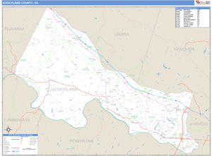 Goochland County, Virginia Zip Code Wall Map
