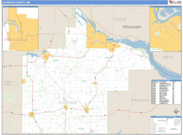 Goodhue County, Minnesota Zip Code Wall Map Market Maps (IDI)