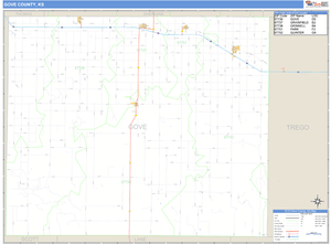 Gove County, Kansas Zip Code Wall Map