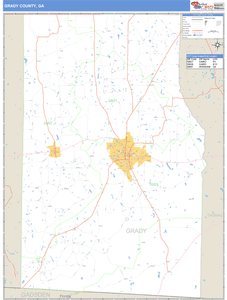 Grady County, Georgia Zip Code Wall Map