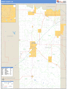 Grady County, Oklahoma Zip Code Wall Map