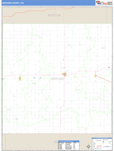Graham County, Kansas Zip Code Wall Map