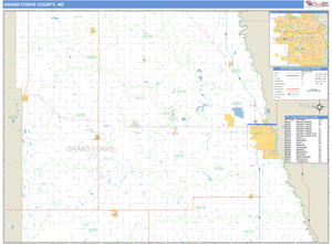 Grand Forks County, North Dakota Zip Code Wall Map
