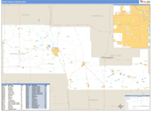Grand Forks, North Dakota Metro Area Wall Map