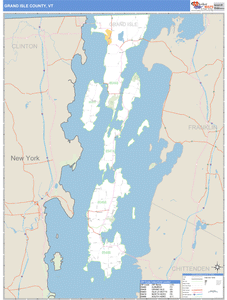 Grand Isle County, Vermont Zip Code Wall Map