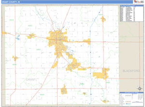 Grant County, Indiana Zip Code Wall Map