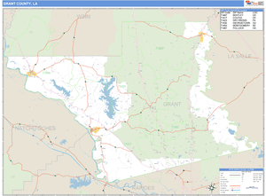 Grant County, Louisiana Zip Code Wall Map