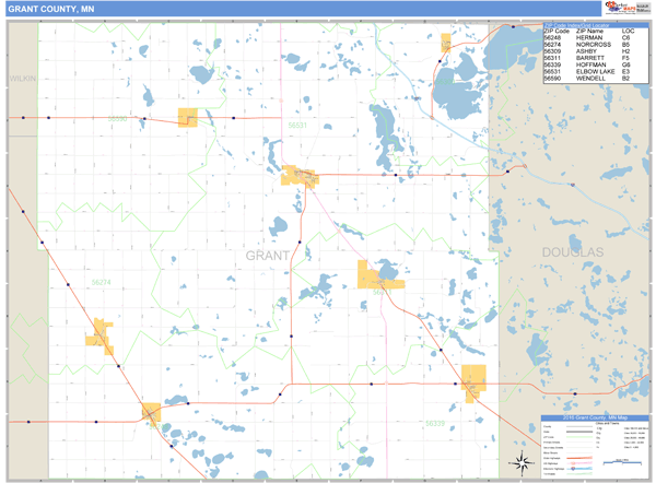 Grant County, Minnesota Zip Code Wall Map Market Maps (IDI)