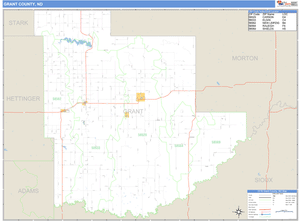 Grant County, North Dakota Zip Code Wall Map