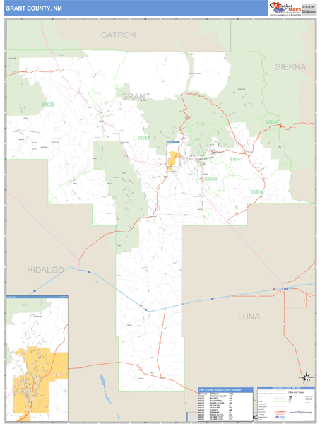 Grant County, New Mexico Zip Code Wall Map Market Maps (IDI)