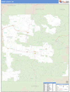 Grant County, Oregon Zip Code Wall Map