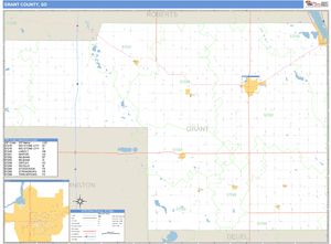 Grant County, South Dakota Zip Code Wall Map
