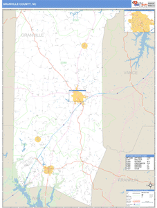 Granville County, North Carolina Zip Code Wall Map