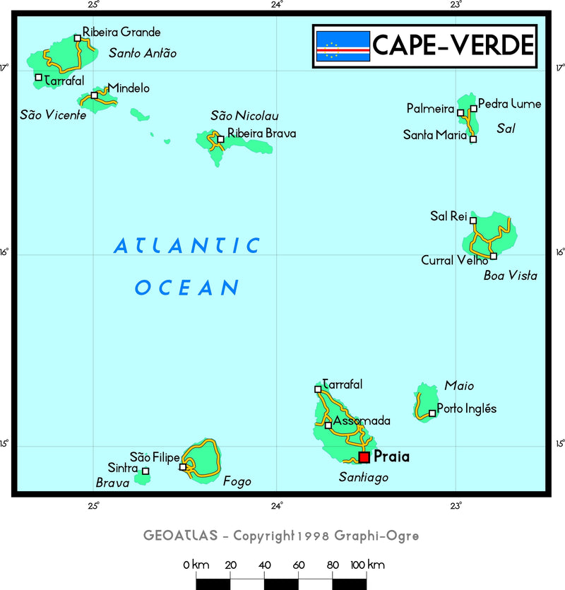 Cape Verde Political Wall Map Maps.com