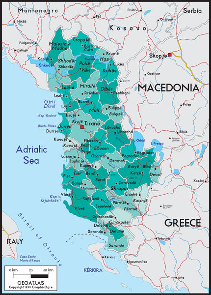 Albania Political Wall Map Maps.com