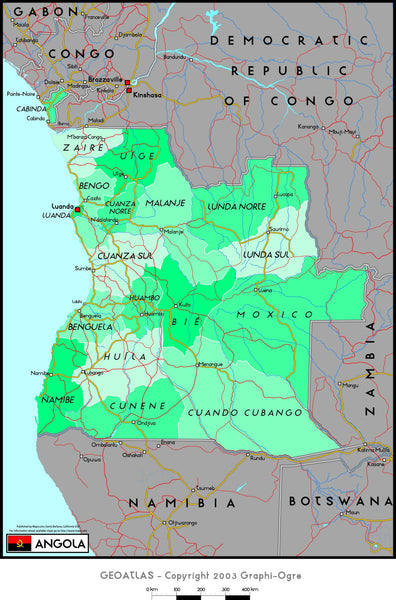 Angola Political Wall Map Maps.com