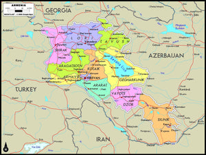 Armenia Political Wall Map
