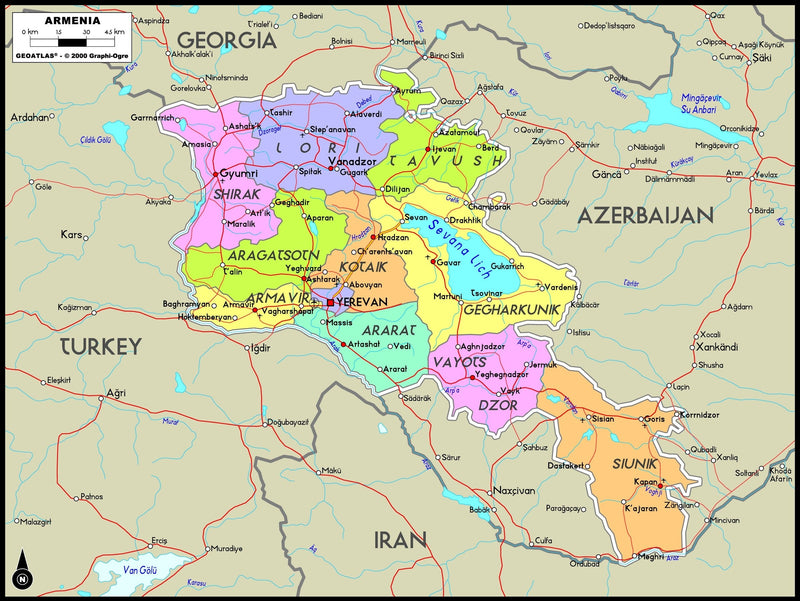 Armenia Political Wall Map Maps.com