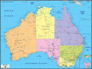 Australia Political Wall Map