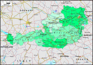 Austria Political Wall Map