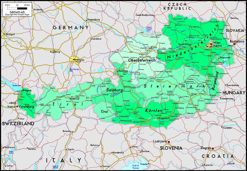 Austria Political Wall Map Maps.com