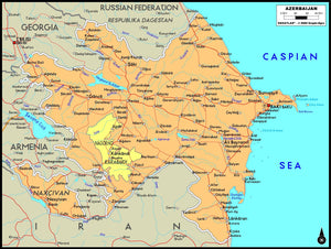 Azerbaijan Political Wall Map