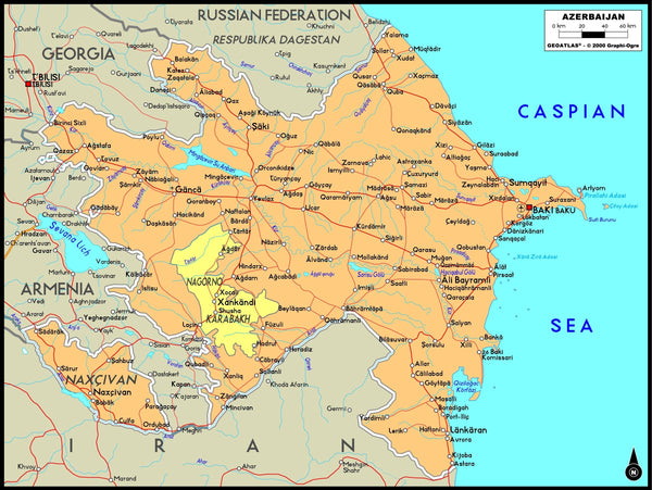 Azerbaijan Political Wall Map Maps.com
